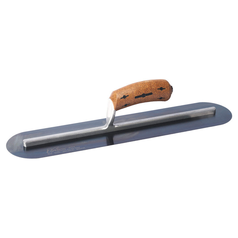 Kraft Tool Co Elite Series Pool Trowel Blue Steel 455mm x 100mm - Cork Handle Long Shank - FT4K0033-UNIT - CFE738BK