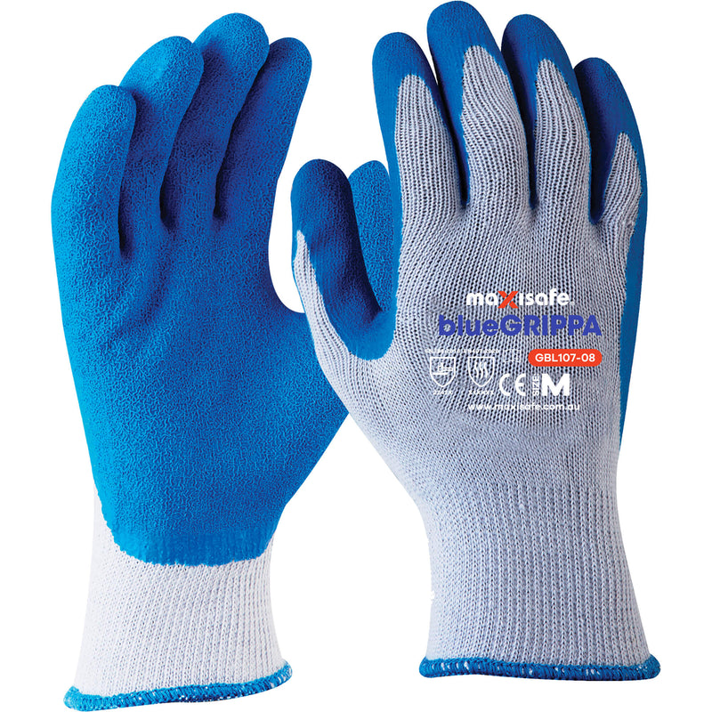 Maxisafe Blue Grippa Latex Synthetic Coated Gloves
