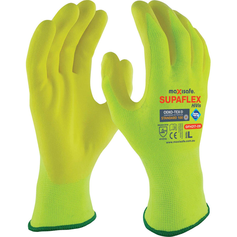 Maxisafe SupaFlex Hi-Vis Yellow Synthetic Coated Gloves