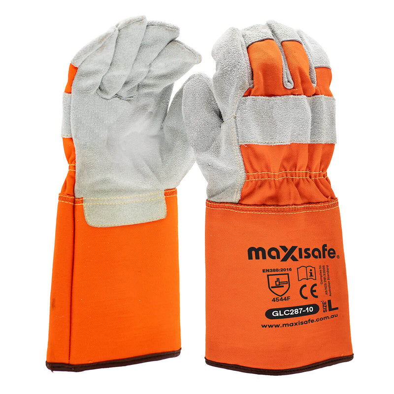 Maxisafe Cut F Split Leather Work Glove With Extended Cuff
