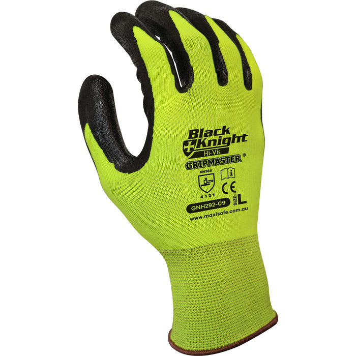 Maxisafe Black Knight Gripmaster HiVis Synthetic Coated Gloves