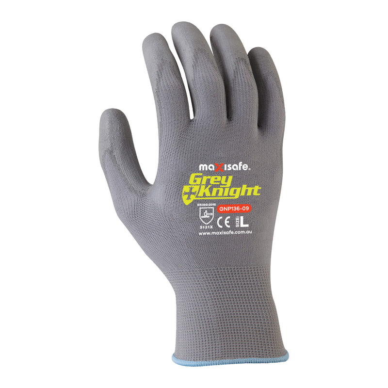 Maxisafe Grey Knight PU Nylon Synthetic Coated Glove