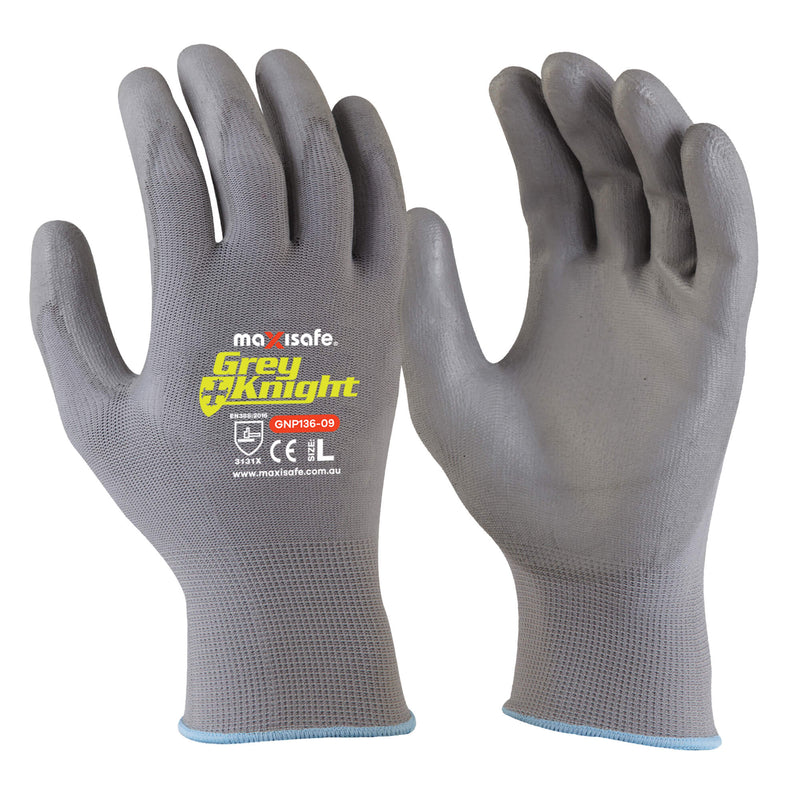 Maxisafe Grey Knight PU Nylon Synthetic Coated Glove