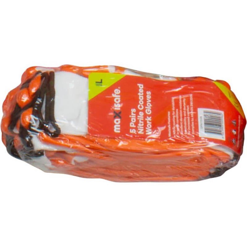 Maxisafe Red Nitrile Coated Polyester Synthetic Coated Gloves Pack of 5 pairs