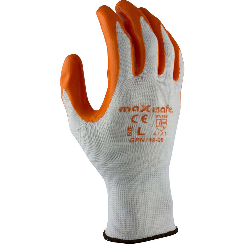 Maxisafe Red Nitrile Coated Polyester Synthetic Coated Gloves Pack of 5 pairs
