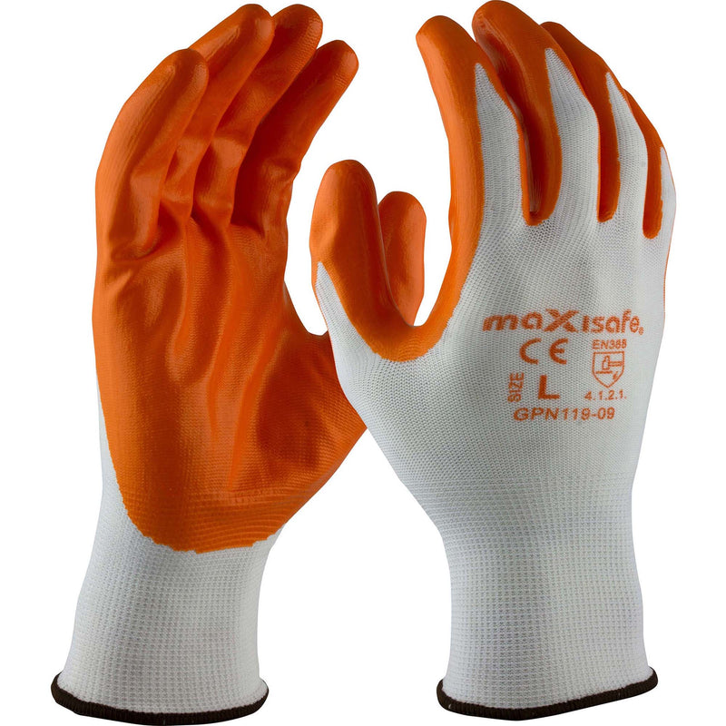Maxisafe Red Nitrile Coated Polyester Synthetic Coated Gloves Pack of 5 pairs