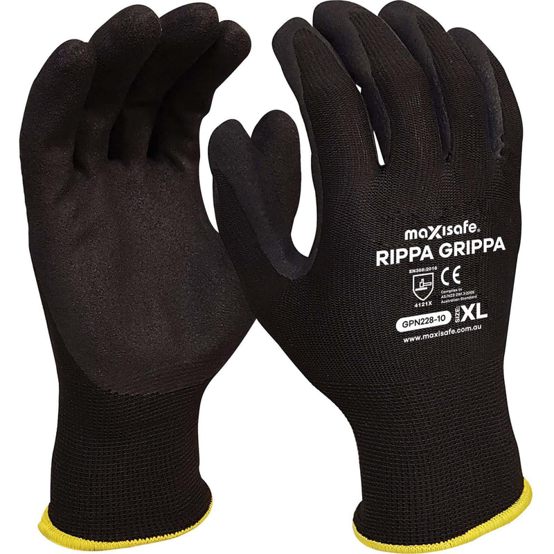 Maxisafe 'RippaGrippa' Black Nitrile Synthetic Coated Gloves