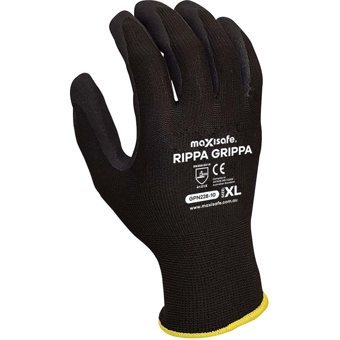 Maxisafe 'RippaGrippa' Black Nitrile Synthetic Coated Gloves