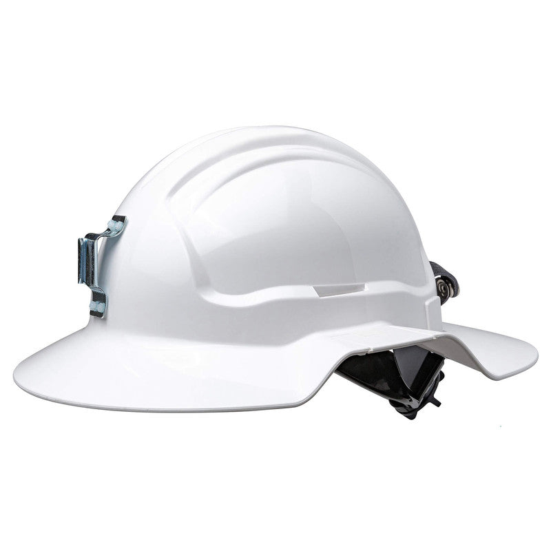 Maxisafe Tuffgard Broadbrim Non-vented, Metal Miners With Ratchet Harness - White - HBB56RH-ML-WH
