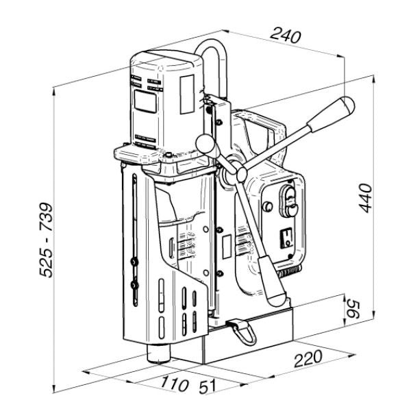 Holemaker 75mm X 75mm 240V Pro75 Magnetic Base Drill 3MT