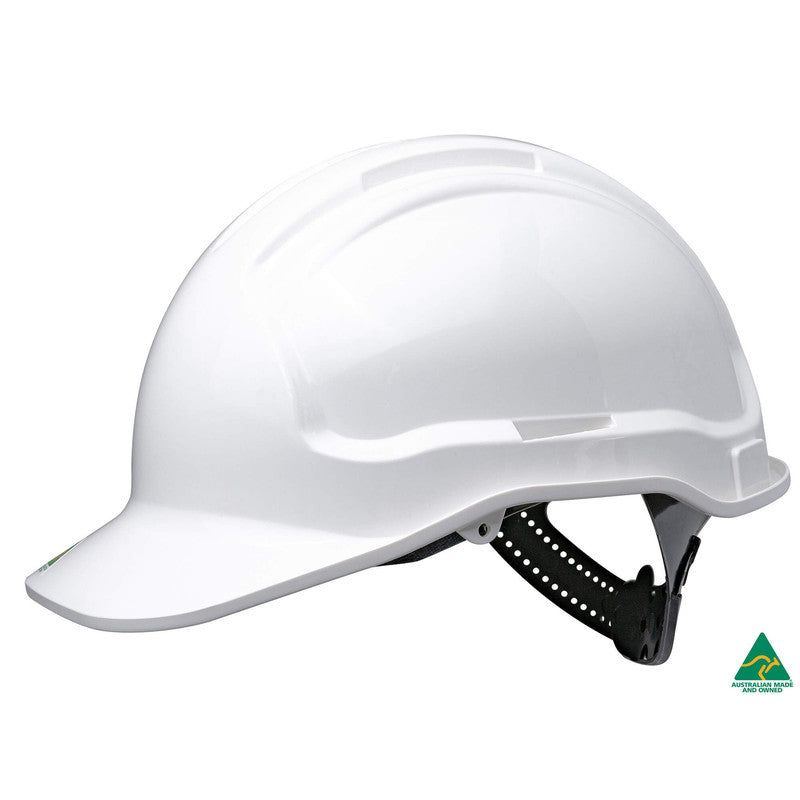 Maxisafe Tuffgard Non Vented Hard Hat With Sliplock Harness - White