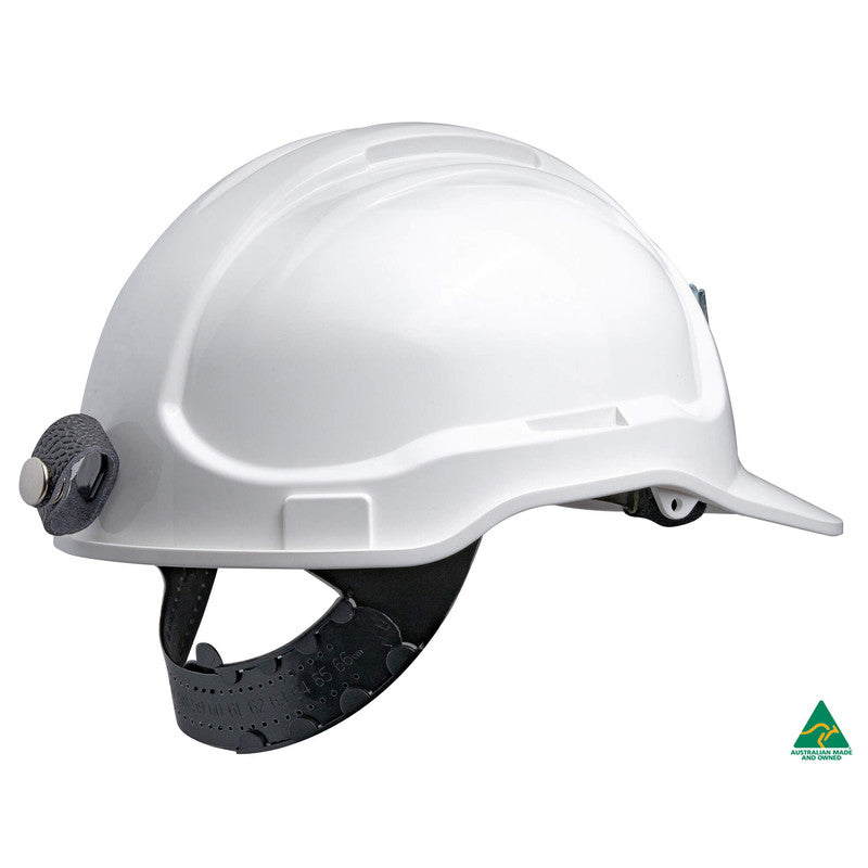 Maxisafe Tuffgard Non-vented Hard Hat With Sliplock Harness And Metal Lamp Bracket - White