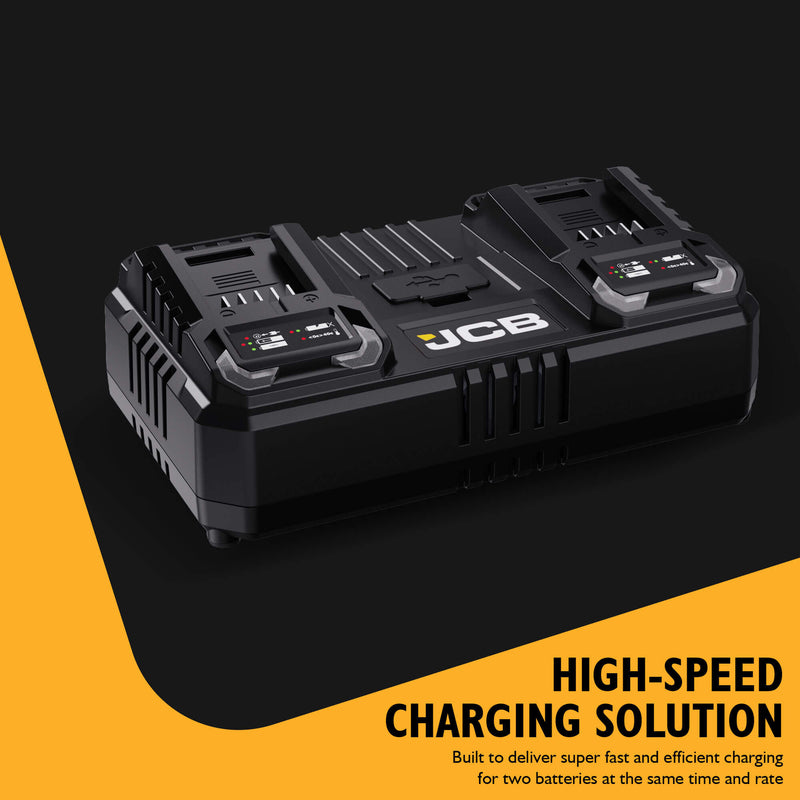 JCB 18V 4.5A Dual Port Fast Charger for JCB 18V Li-Ion Batteries