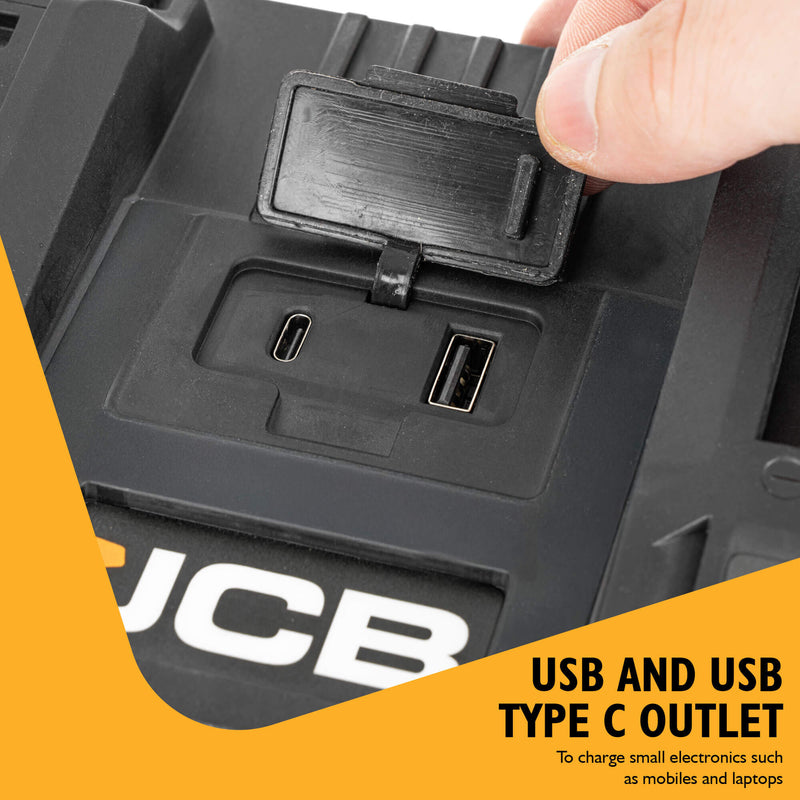 JCB 18V 4.5A Dual Port Fast Charger for JCB 18V Li-Ion Batteries