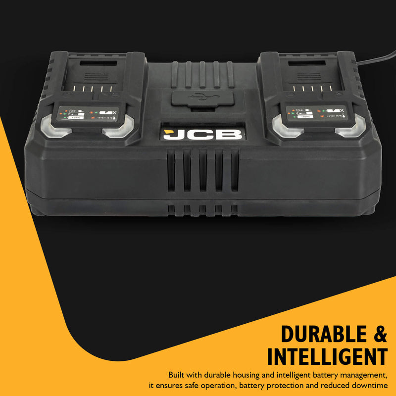 JCB 18V 4.5A Dual Port Fast Charger for JCB 18V Li-Ion Batteries