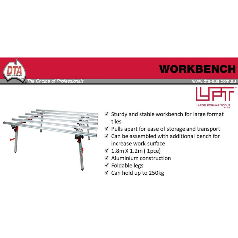 DTA Working Bench 1.8m X 1.2m For Large Format Tiles - LFWB180120 - Betontools Australia