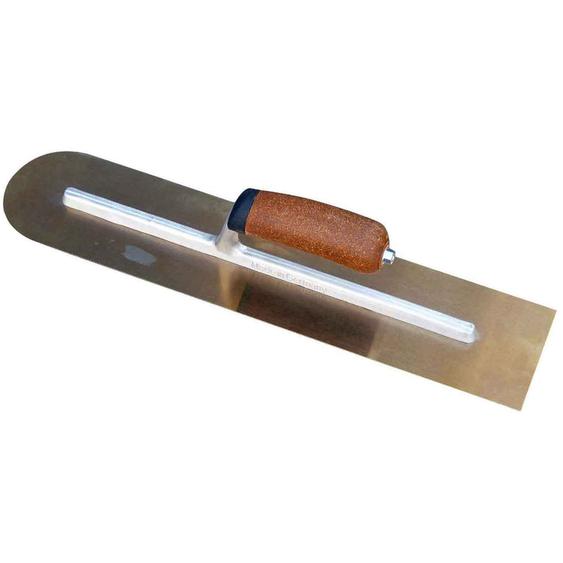 Marco Pro - German Premium Rounded Front Trowel - Golden Stainless - 405 X 100mm - Cork Handle - Betontools Australia