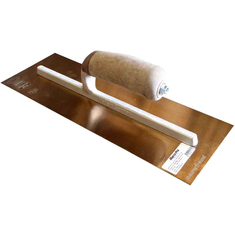 Marco Pro - German Premium Finishing Trowel - Golden Stainless - 280 X 120mm - Leather Handle - Betontools Australia