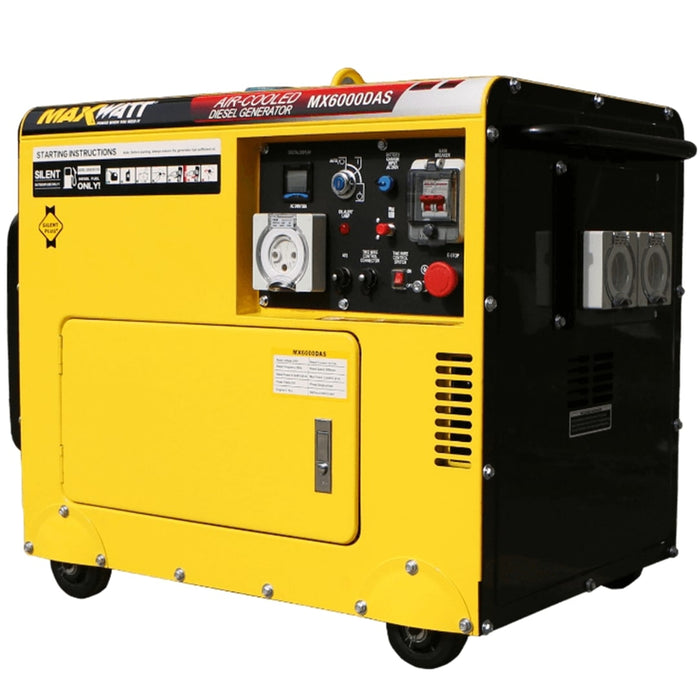 MaxWatt 6kVA Air Cooled Diesel Generator with 2 Auto Start - MX6000DAS