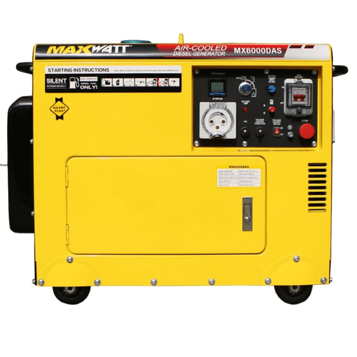 MaxWatt 6kVA Air Cooled Diesel Generator with 2 Auto Start - MX6000DAS