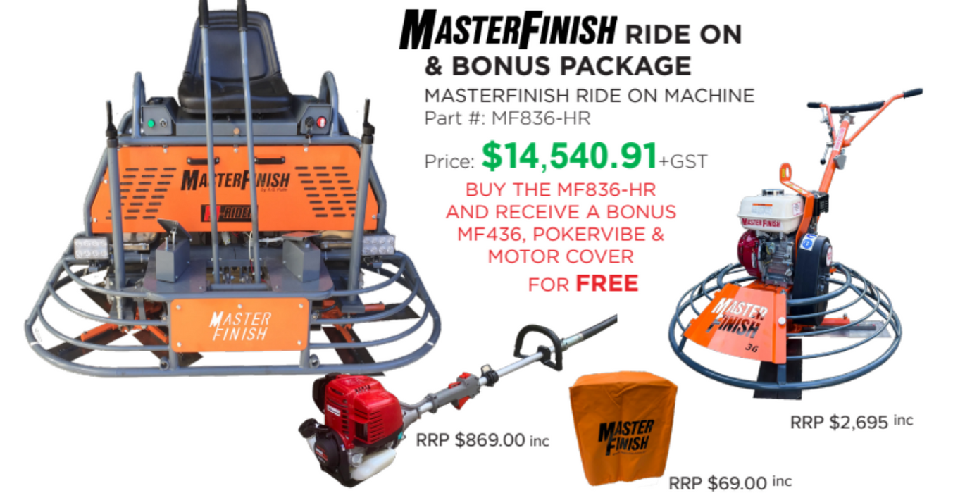 Masterfinish by A.G.Pulie Hi-rider Ride On Trowel Machine MF836-HR
