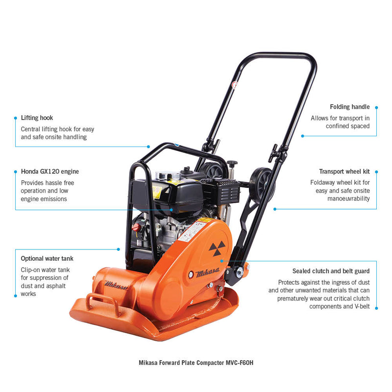 Mikasa 350mm x 510mm Petrol Forward Plate Compactor MVC-F60H FT272785-UNIT