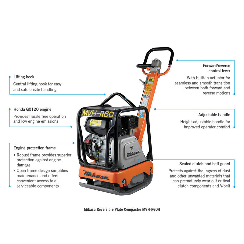 Mikasa Plate Compactor Reversible Petrol 68kg MVHR60 FT2VHR60-UNIT