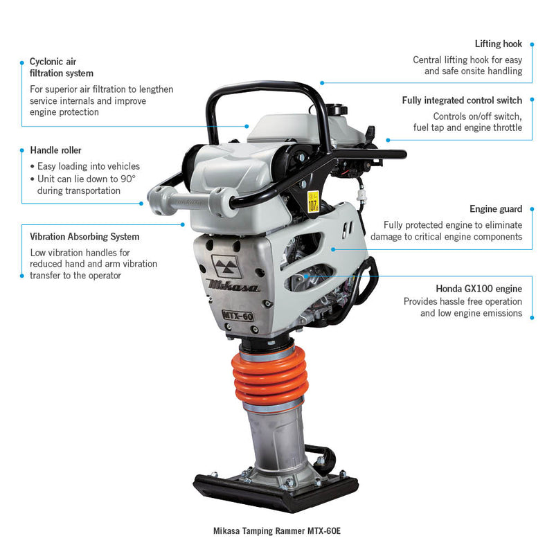 Mikasa Tamping Rammer Petrol 65kg MTX-60E FT2TX60E-UNIT