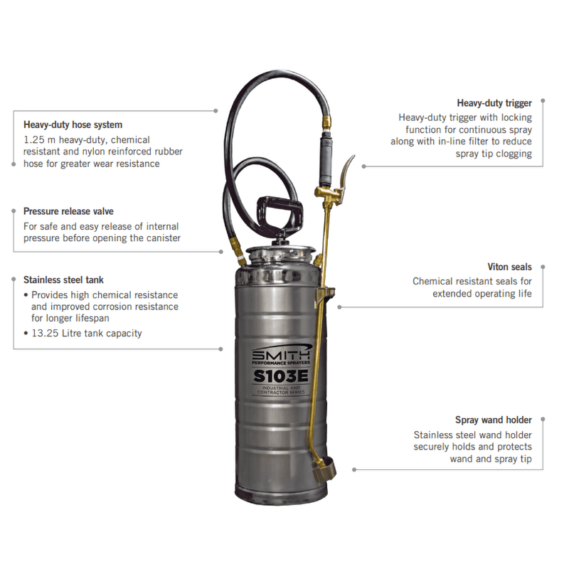 Smith Performance S103E 13.25 Litre Stainless Steel Concrete Sprayer - NP700096-UNIT
