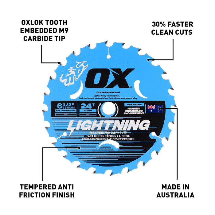OX Pro 24-Tooth Lightning 6-1/2-Inch Circular Saw Blade