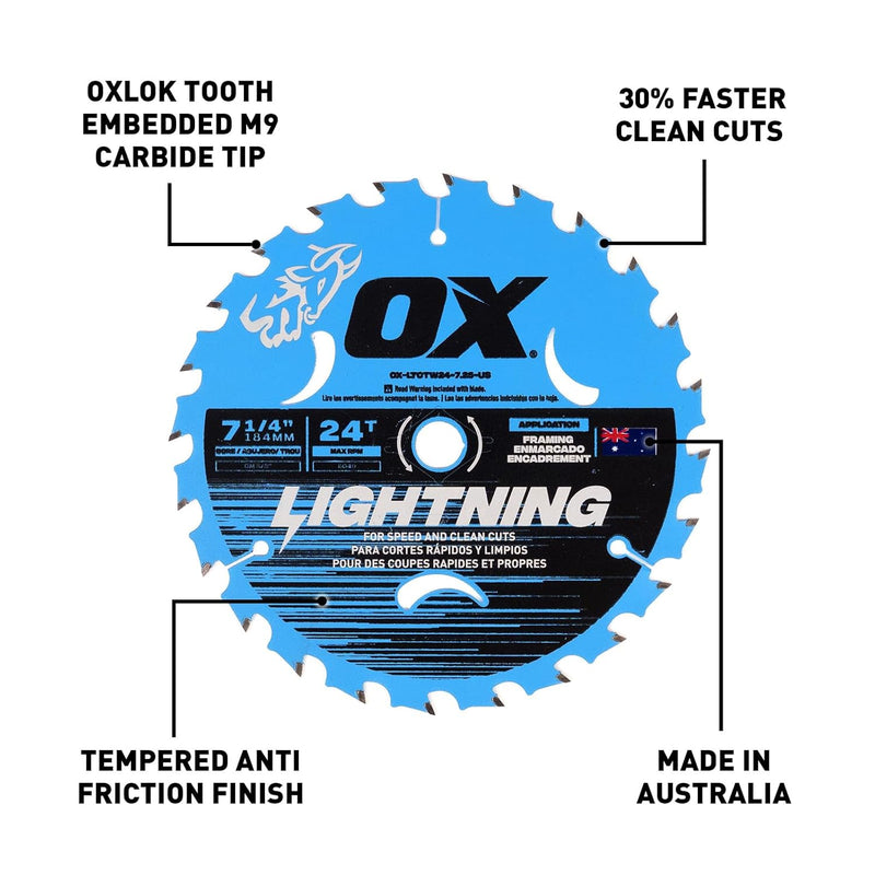 OX Pro 24-Tooth Lightning 7-1/4-Inch Circular Saw Blade