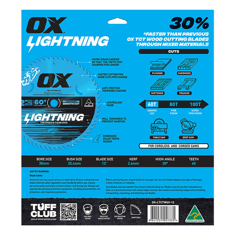 OX Pro 60-Tooth Lightning 12-Inch Circular Saw Blade