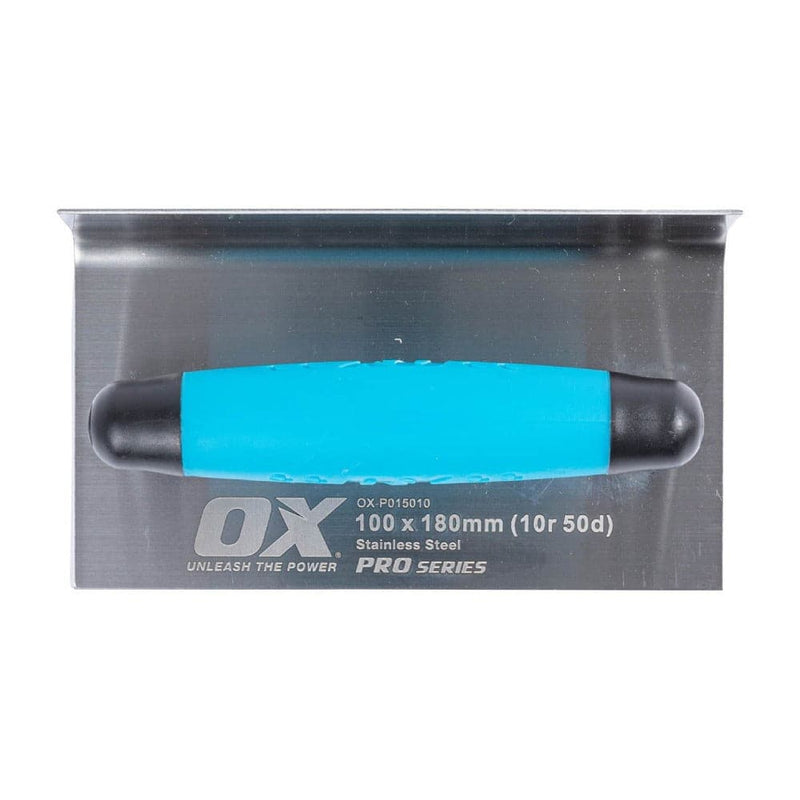 OX Professional 100 x 180mm (10r 50d) Stainless Steel Coving Trowel OX-P015010