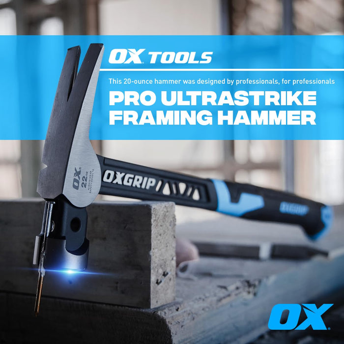 OX Pro Ultrastrike Framing Hammer Smooth Face Straight Claw