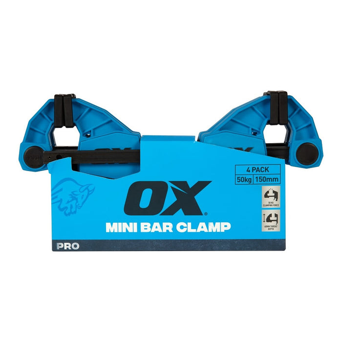 OX Pro Mini Bar Clamp 50kg 4pk – 150mm - OX-P204004
