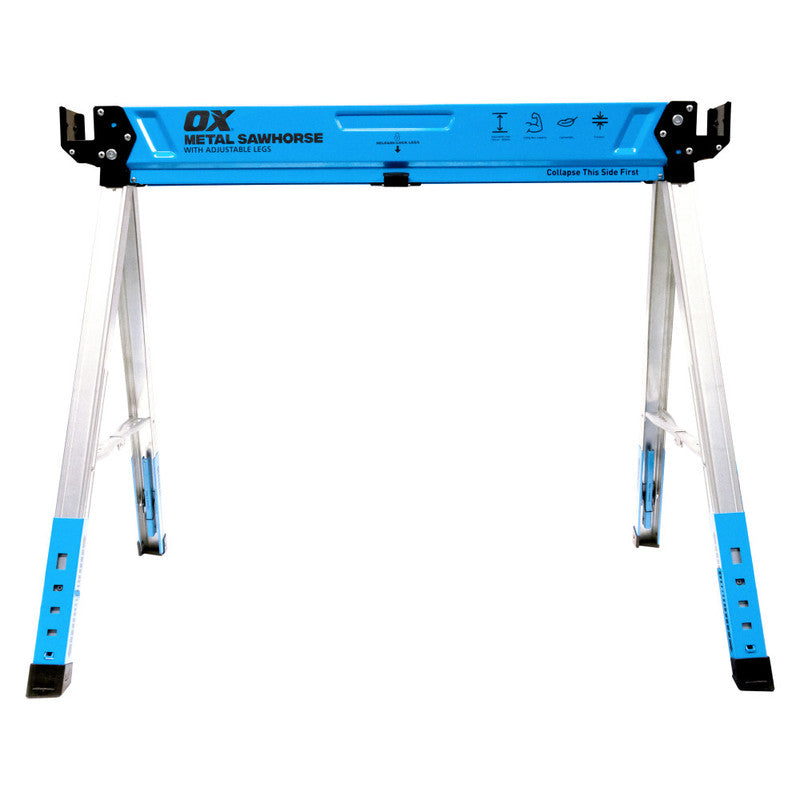 OX Tools Pro Metal Sawhorse - Adjustable Legs - Pair