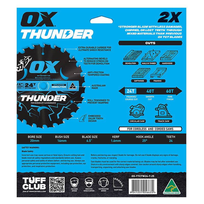 OX Pro 24-Tooth Thunder 7-1/4-Inch Circular Saw Blade