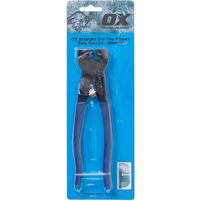 OX Pro 200mm Straight Set Tile Nipper - Two Curved
