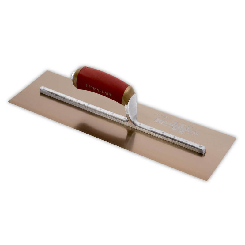 Marshalltown 356 X 127 mm Permashape Golden Stainless Steel Finishing Trowel - Durasoft Handle - PB145GSD - 13413