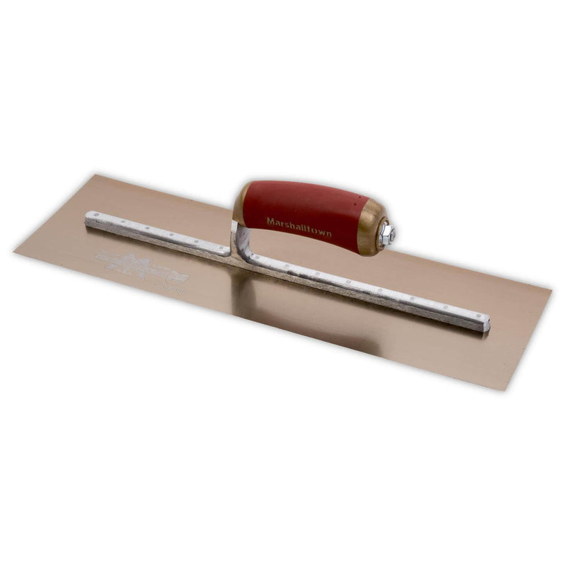 Marshalltown 356 X 127 mm Permashape Golden Stainless Steel Finishing Trowel - Durasoft Handle - PB145GSD - 13413