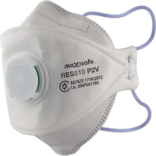 Maxisafe P2 Valved 3-Panel Flatfold Respirator 20 Pack RES510