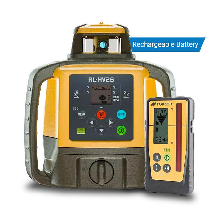 Topcon RL-HV2S Dual Grade Rotating Laser with Rechargeable Battery & LS-100D Receiver
