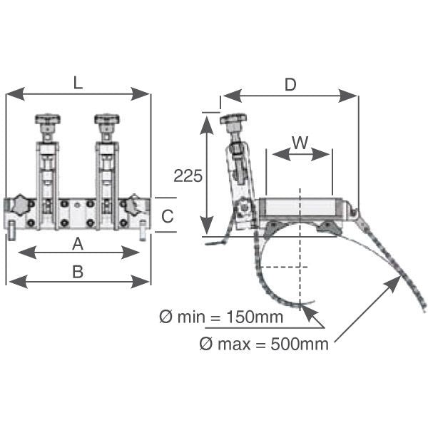 Holemaker Pipe Attachment, Double Chain, To Suit
