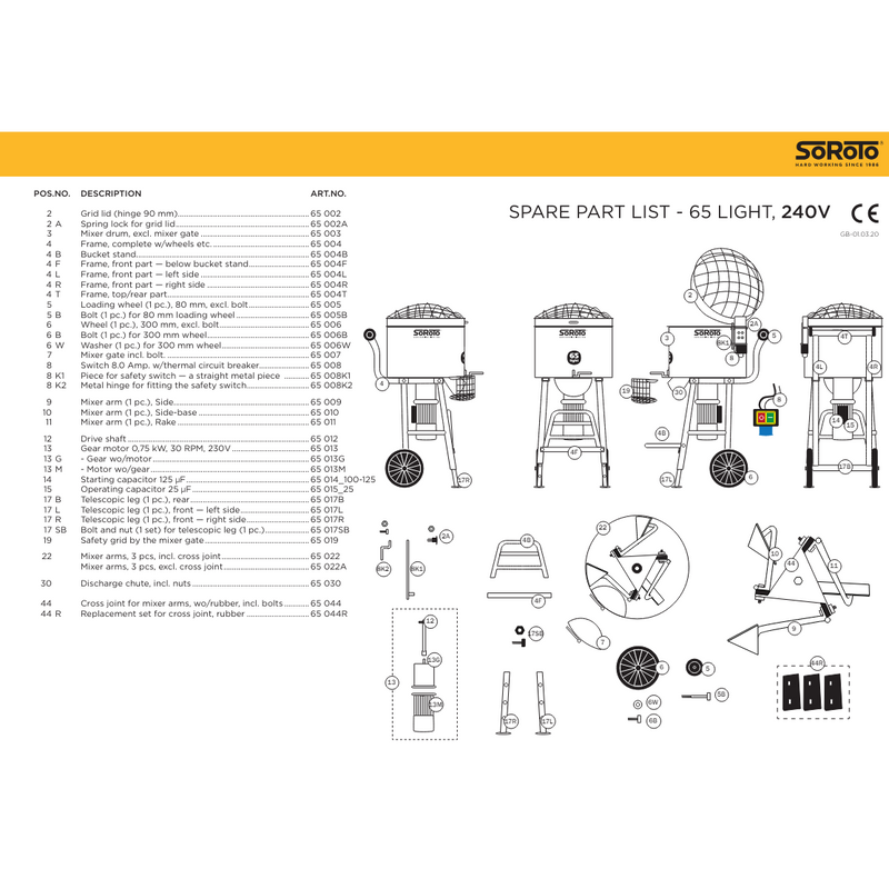 SoRoTo 200L Screed Mortar Cement Mixer Made in Denmark