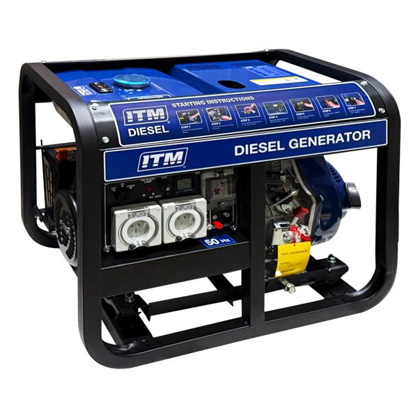 ITM Diesel Generator Open Frame 6500w Peak Electric Start - TM524-6500