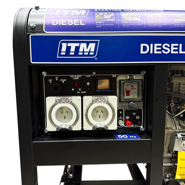 ITM Diesel Generator Open Frame 6500w Peak Electric Start - TM524-6500