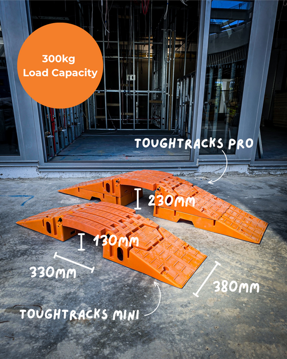 TOUGHTRACKS Mini Portable Ramp - Bridge System for Sliding Doors for Wheelbarrows