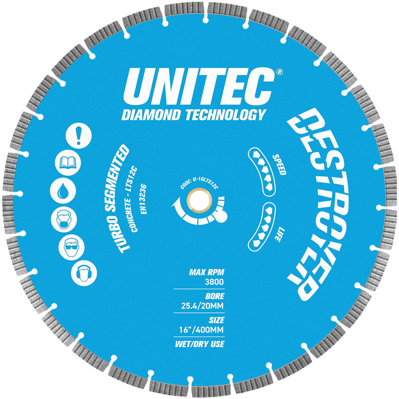 Unitec Diamond 400mm Destroyer Concrete Segmented Diamond Blade
