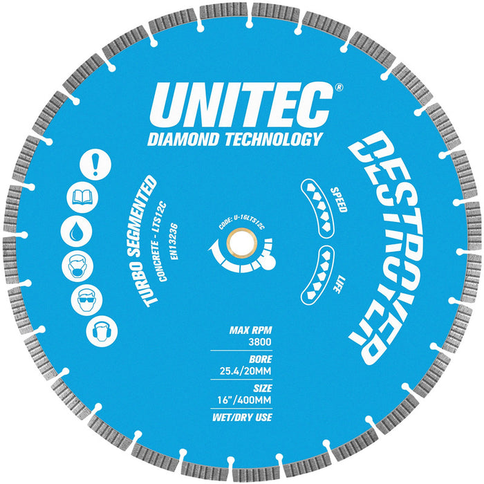 Unitec Diamond 400mm Destroyer Concrete Segmented Diamond Blade