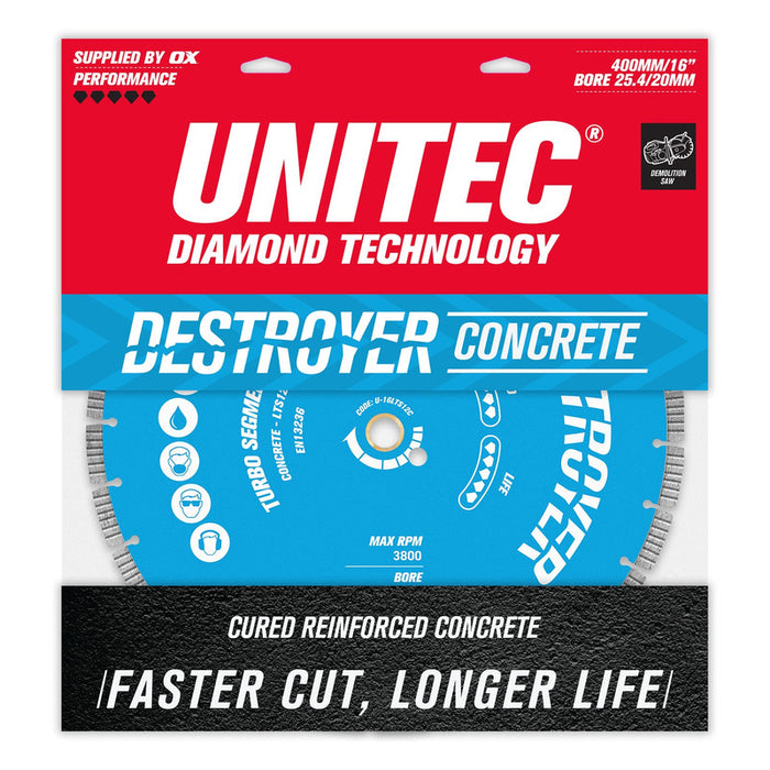 Unitec Diamond 400mm Destroyer Concrete Segmented Diamond Blade